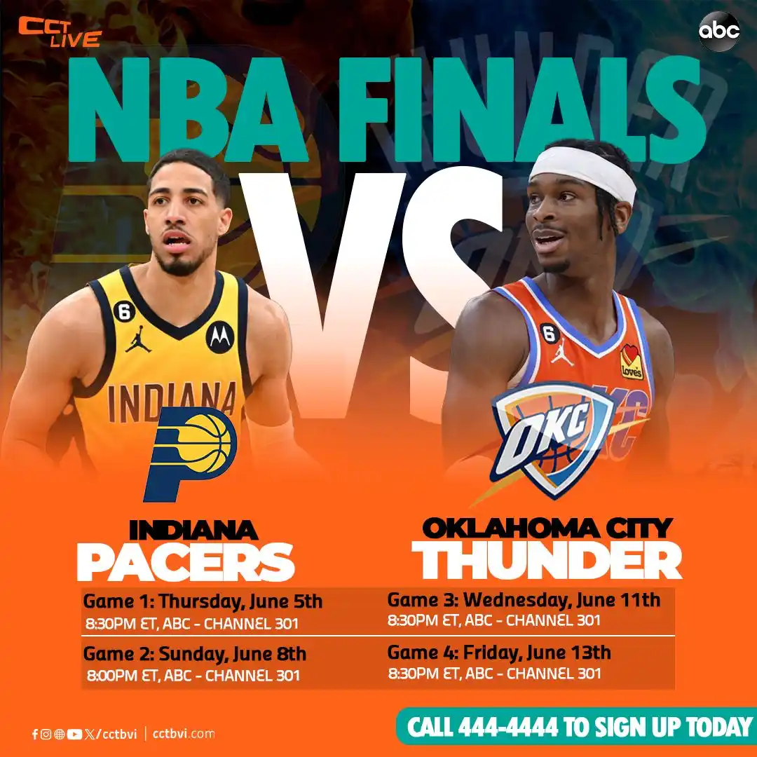 Image from CCT BVI : It’s go time! 🏀🔥 Pacers vs Thunder in the 2025 NBA FINALS! Who y’all...