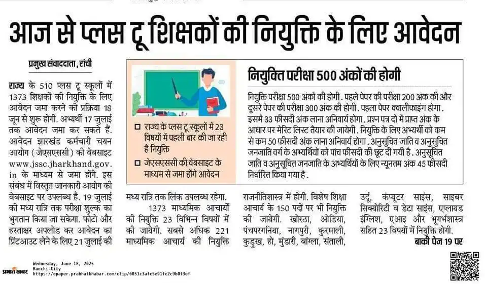 Image from Sarkari Diary: *👉 Jharkhand Madhyamik Acharya 2025*  *✅ For More information,* *👉Vi...