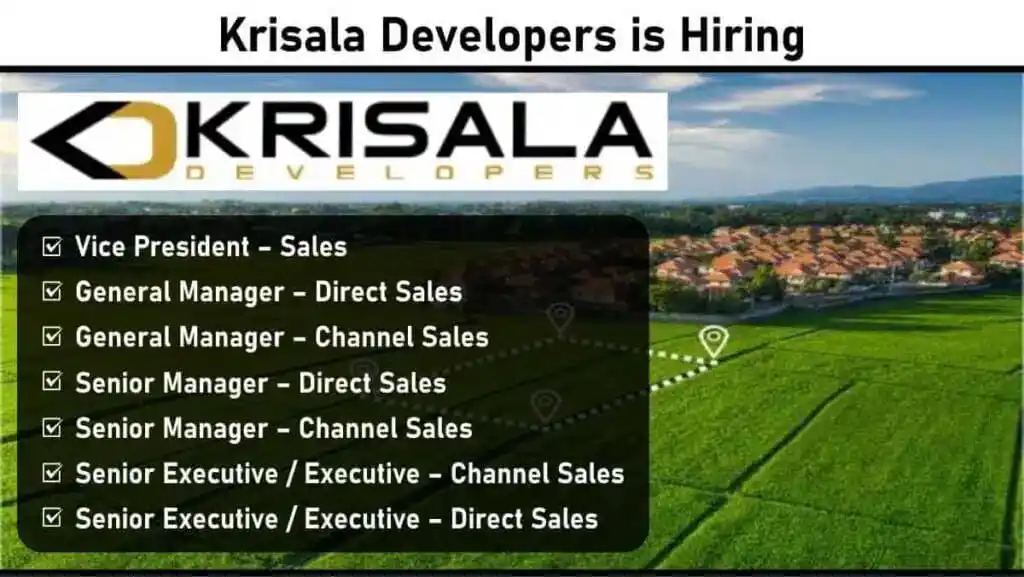 Image from ✅Construction Jobs: 📢📢 *Krisala Developers is Hiring: Sales Professionals*    *Apply Lin...