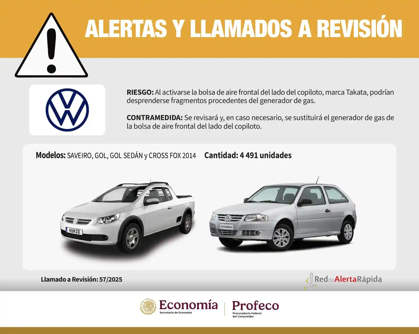 Image from Revista del Consumidor: La Procuraduría Federal del Consumidor en coordinación con Volkswagen,...