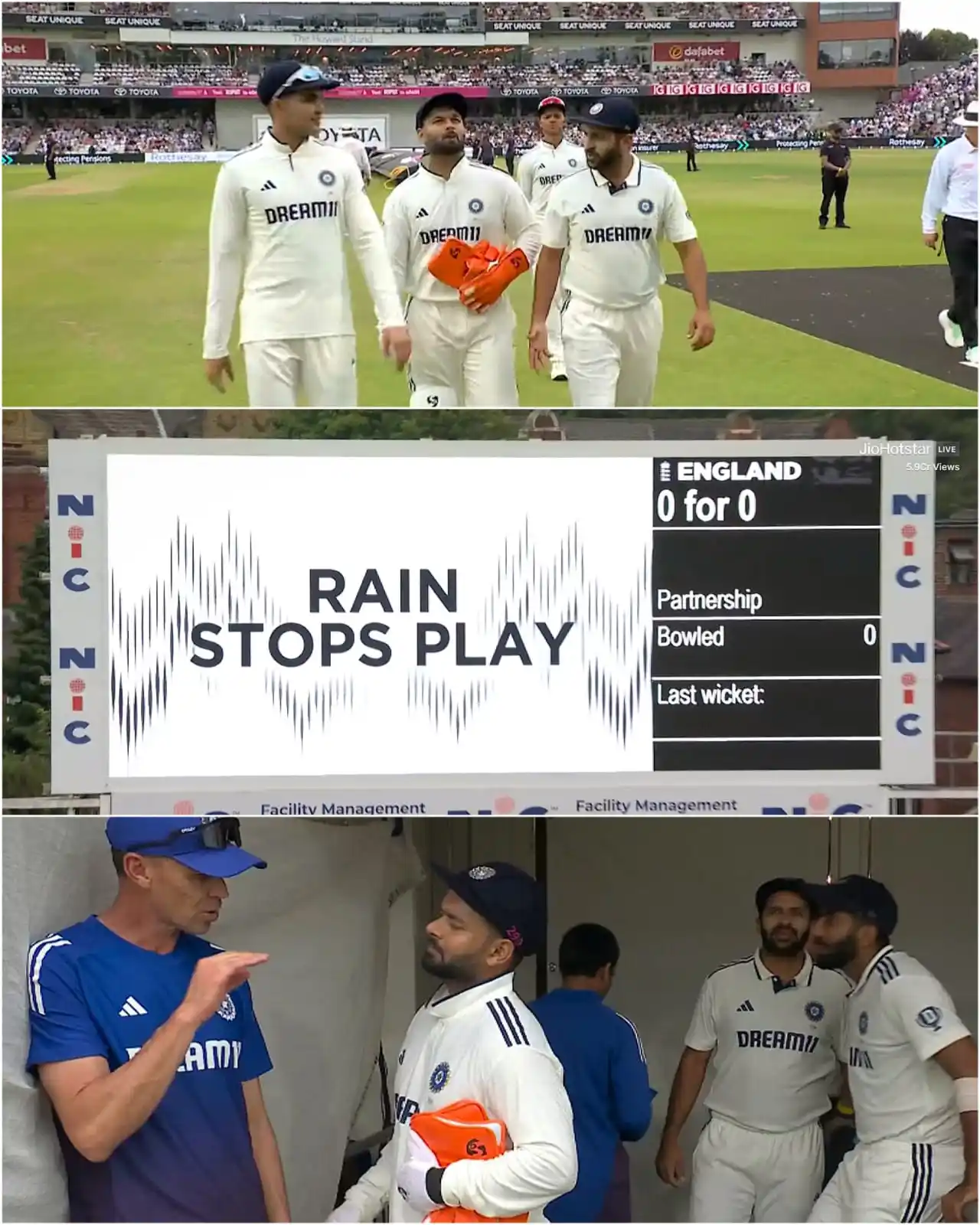 Image from Star Sports India: 🚨 *RAIN STOPS PLAY!* 🚨 Just as England's innings was about to begin...