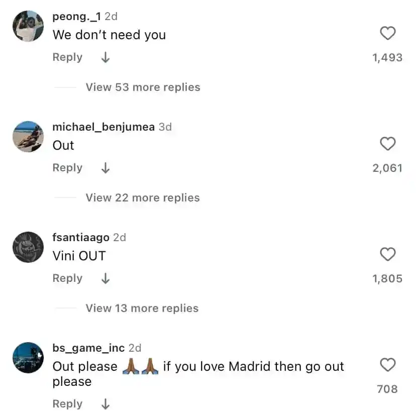 Image from Football News: 🚨🚨 Some fans have been asking Vinícius Junior to LEAVE Real Madrid v...