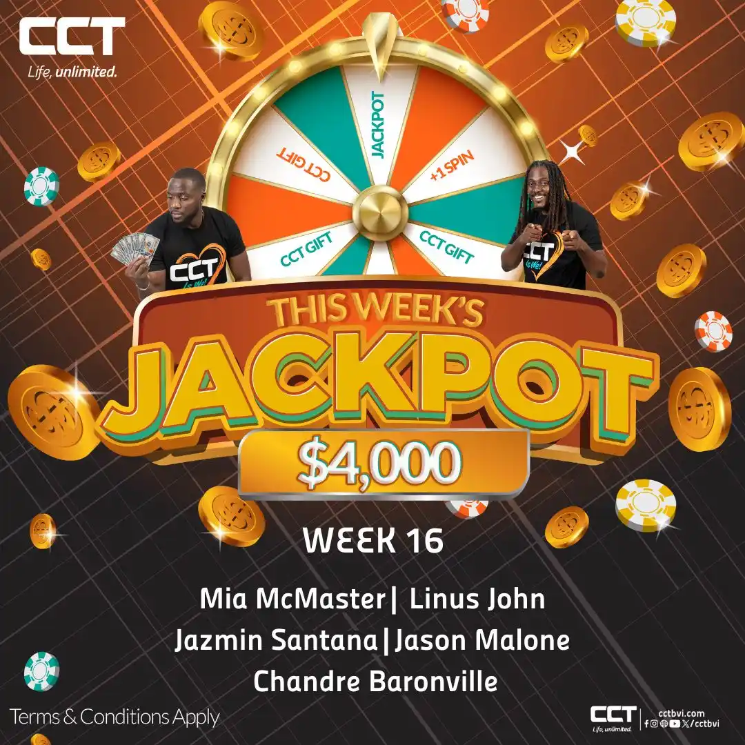 Image from CCT BVI : Spin to WIN continues!🔥 Congratulations to our 5 randomly selected po...