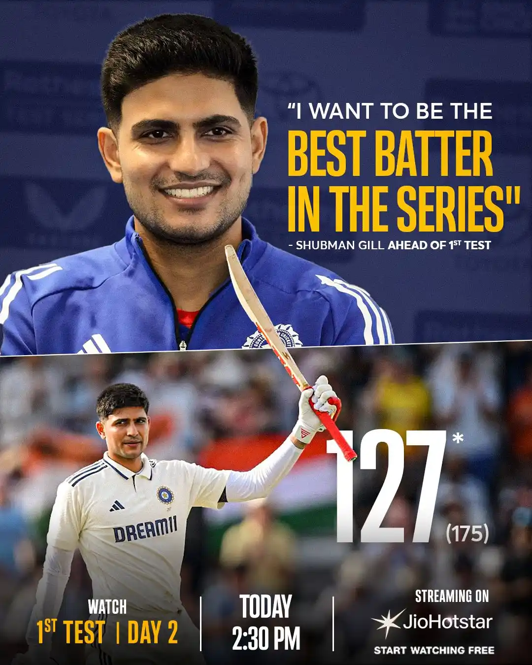 Image from Star Sports India: *STATEMENT MADE & DELIVERED IN STYLE!* ✅ _Will the Indian captain car...