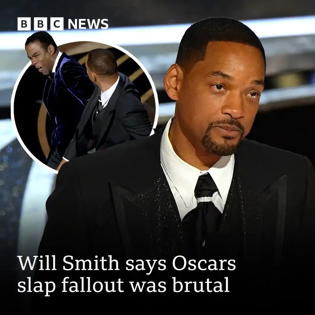 Image from BBC News: Three years after he slapped comedian Chris Rock on stage at the Oscar...