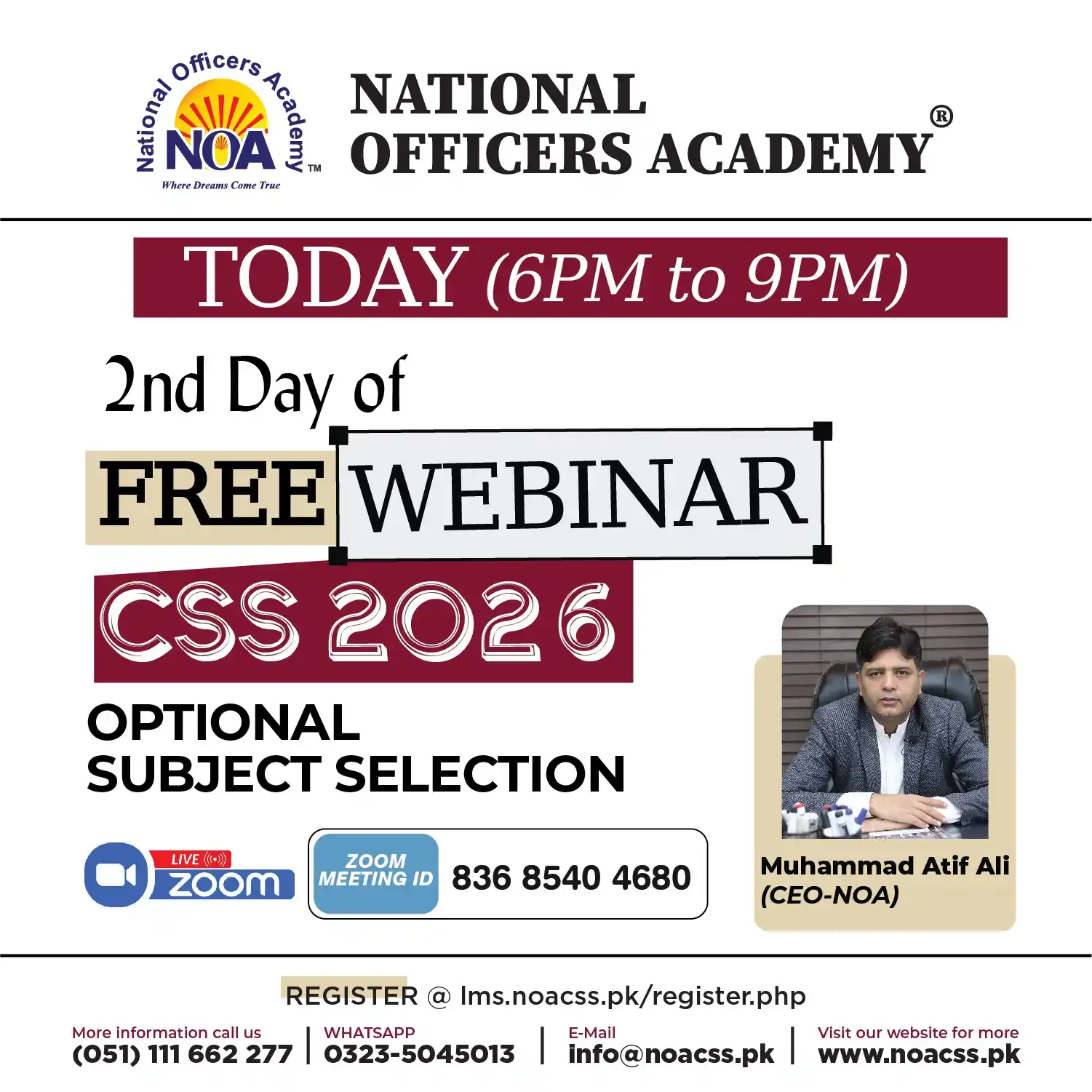 Image from National Officers Academy CSS/PMS/PCS: Today 22nd June,NOA offers Free Online Seminar for CSS2026 on Optional...