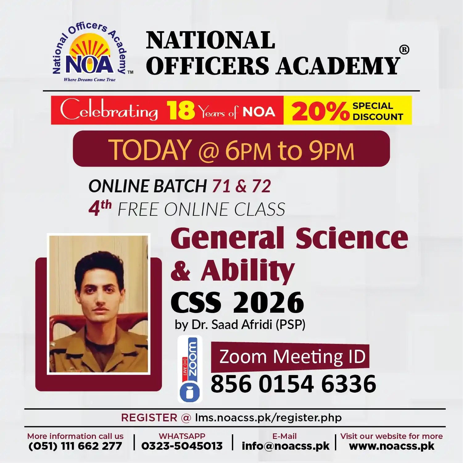 Image from National Officers Academy CSS/PMS/PCS: Today 30 May, Free Online General Science class for CSS2026 @ 6pm live...