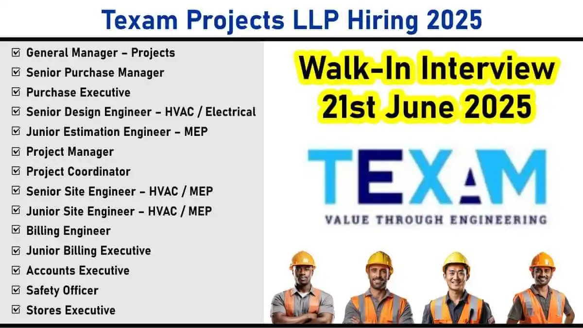 Image from ✅Construction Jobs: 📢📢 *Walk-In Interview on 21st June 2025* *Read Full Details 👇* ...