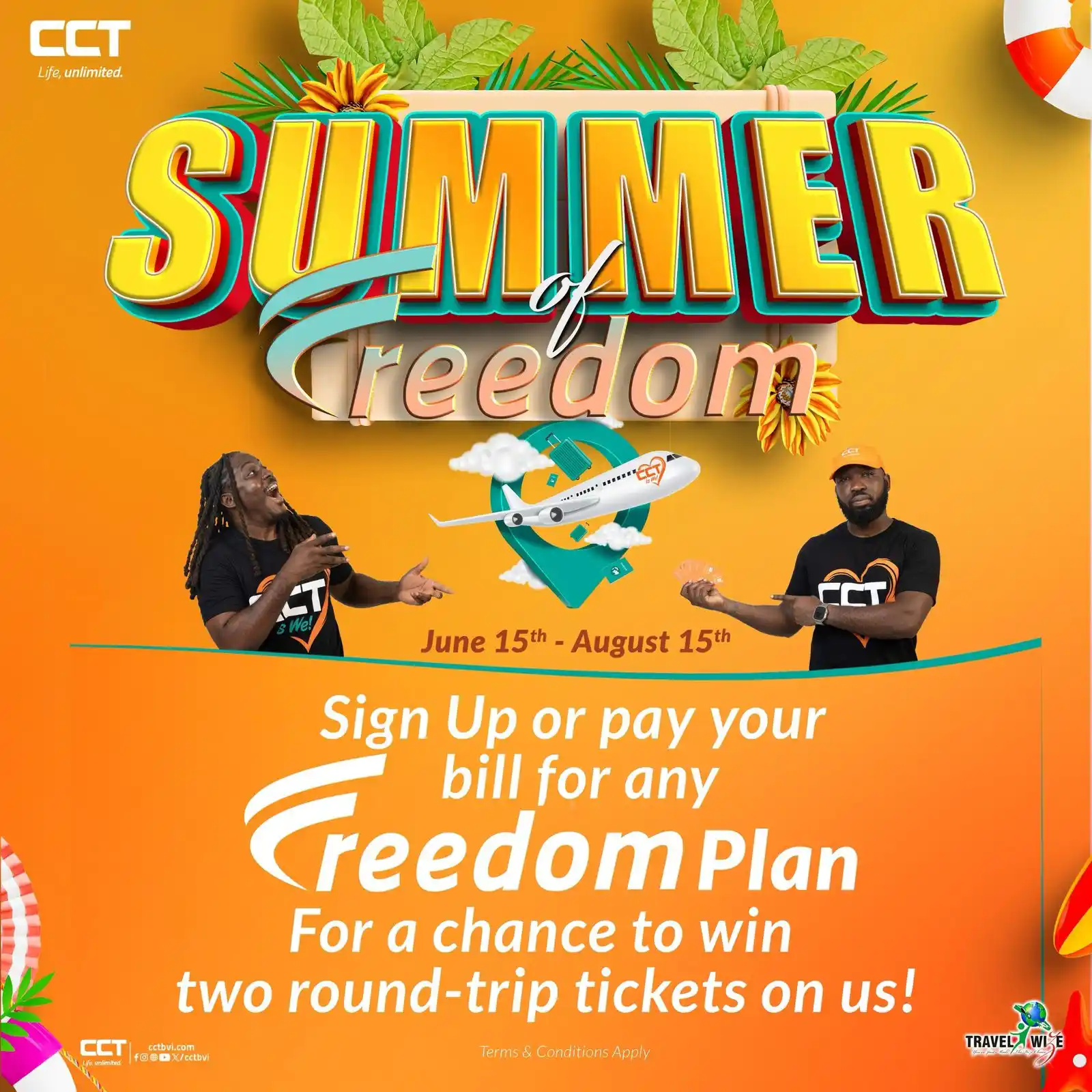 Image from CCT BVI : ✈️🌴 WIN a Caribbean Getaway for two with CCT's "Summer of Freedom! 🌞...