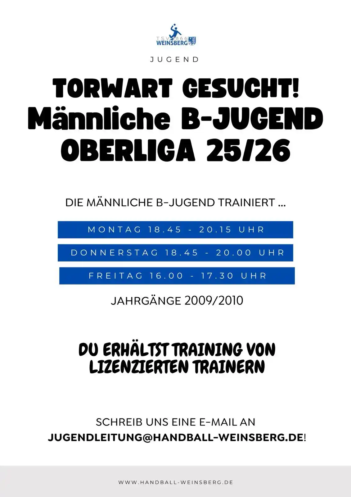 Image from TSV Weinsberg Abtl. Handball: 🎯 Wir suchen DICH! Unsere Jugendmannschaften brauchen Verstärkung – ...
