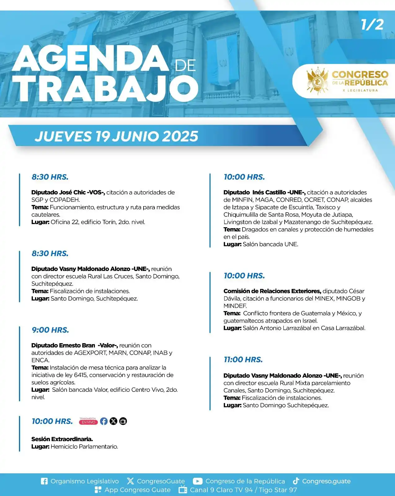 Image from Congreso de la República: ¡Buenos días! A continuación les compartimos la agenda de <a class="te...