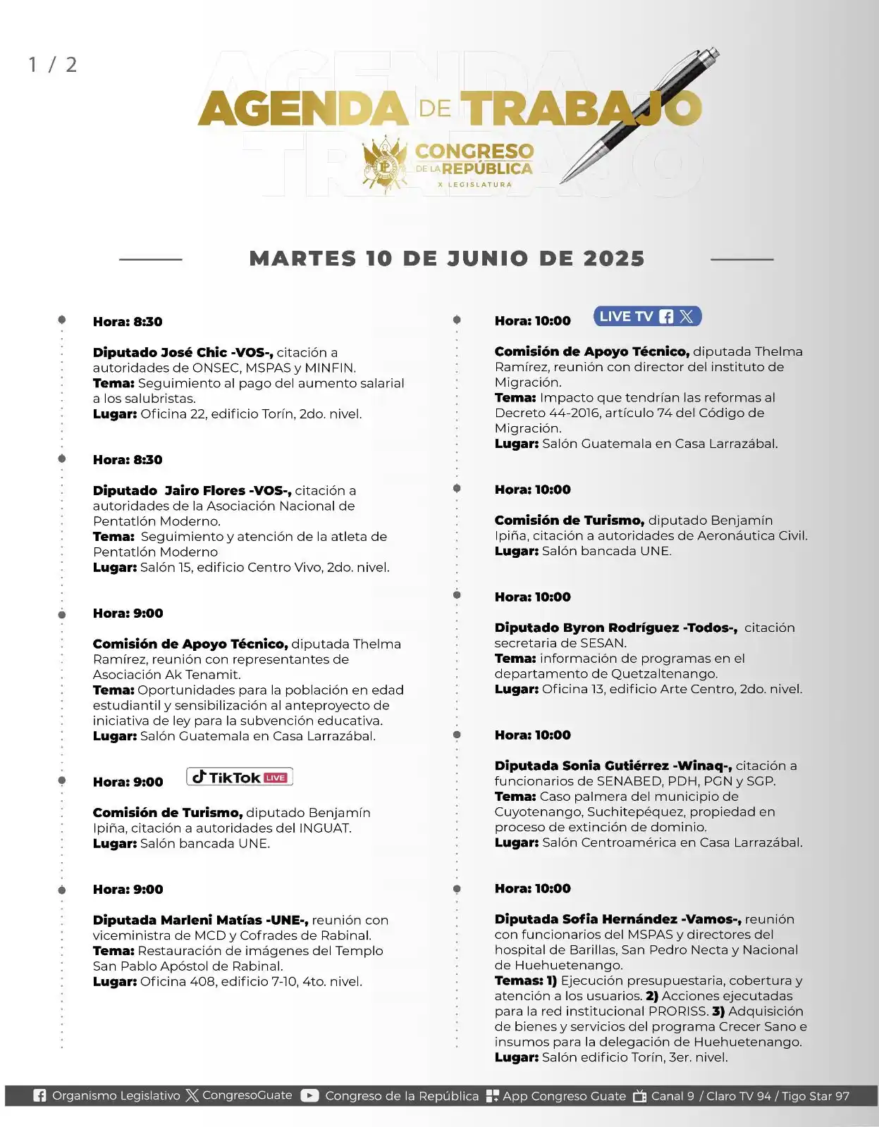 Image from Congreso de la República: ¡Buenos días! A continuación les compartimos la agenda de <a class="te...