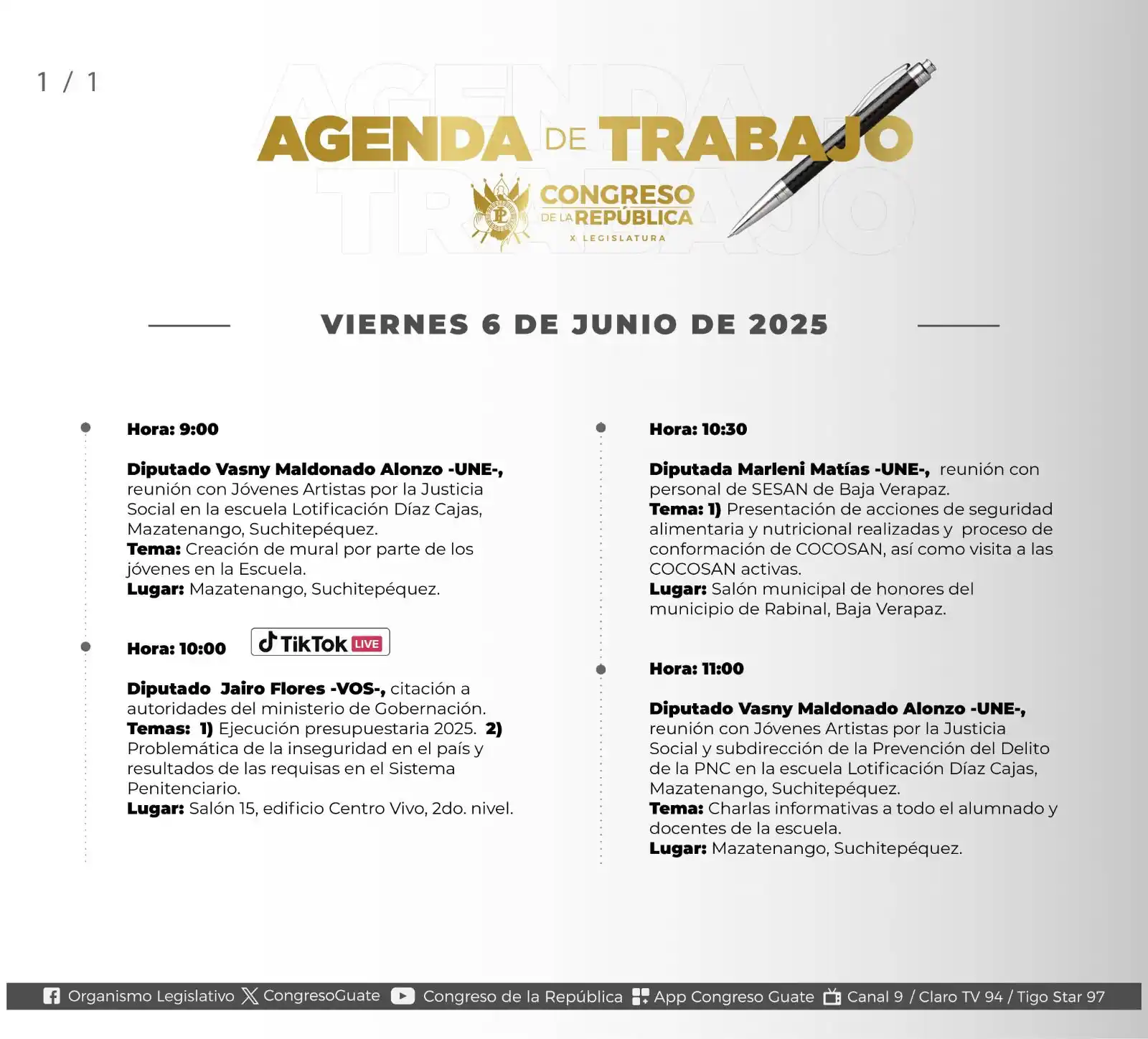 Image from Congreso de la República: ¡Buenos días! A continuación les compartimos la agenda de <a class="te...