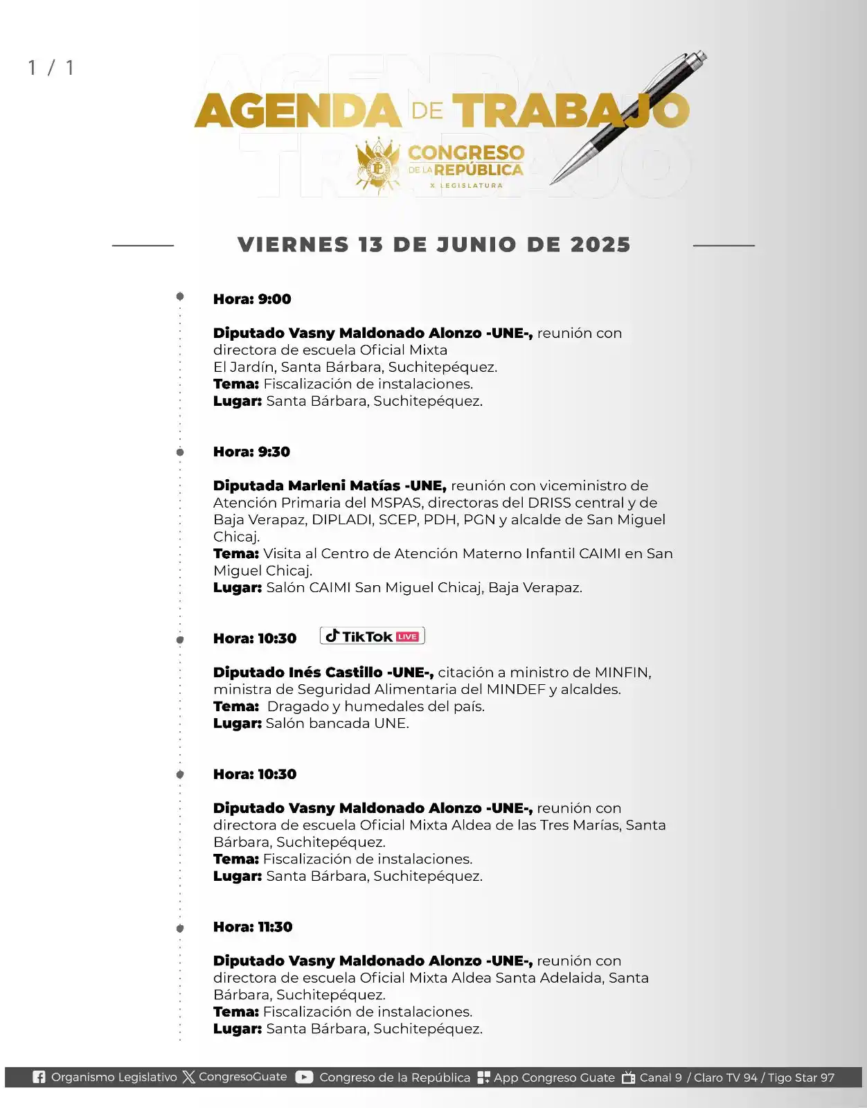 Image from Congreso de la República: ¡Buenos días! A continuación les compartimos la agenda de <a class="te...