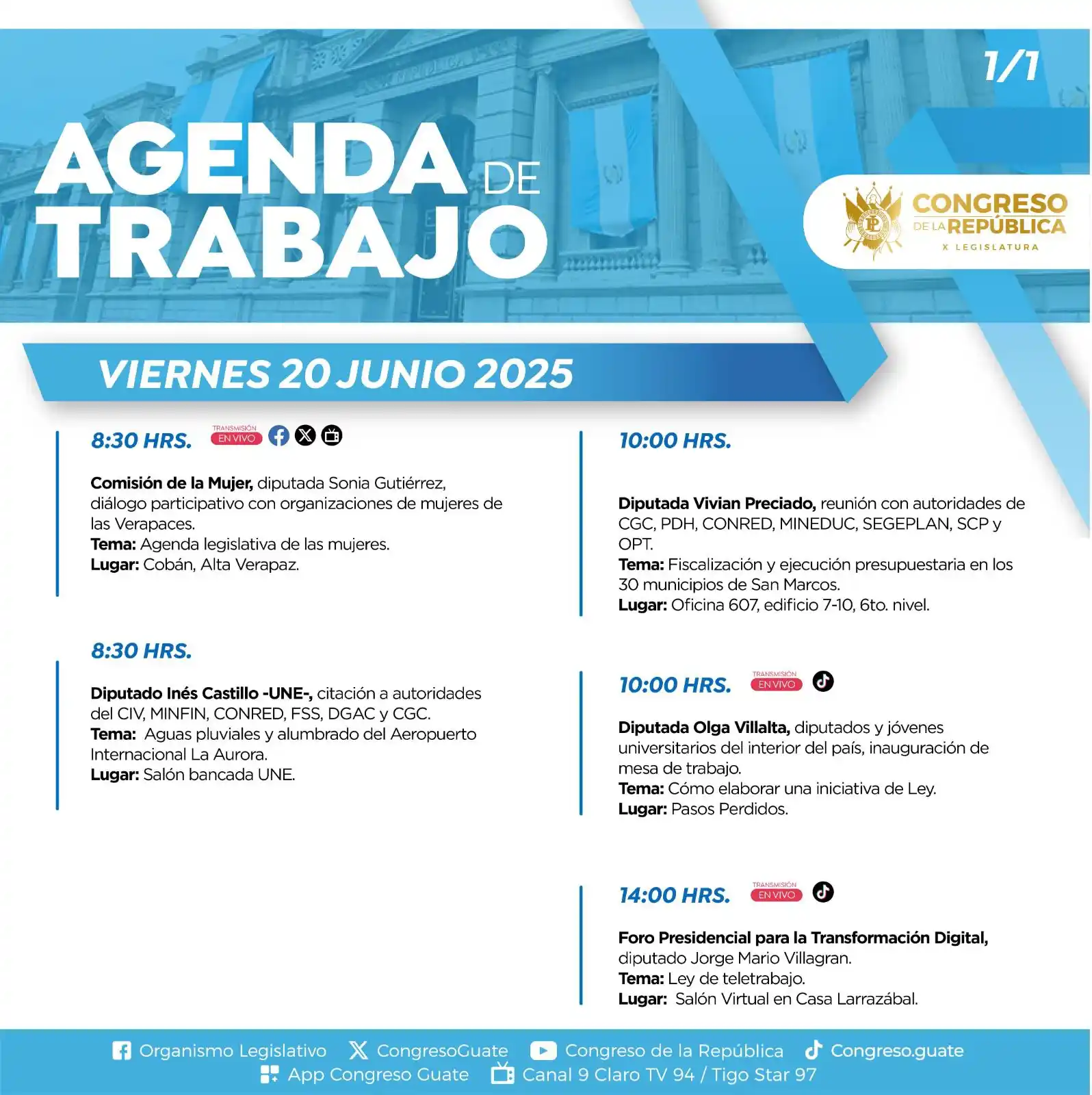 Image from Congreso de la República: ¡Buenos días! A continuación les compartimos la agenda de <a class="te...