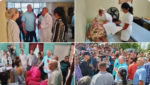 Image from Partido Comunista de Cuba: Dr. Roberto Morales Ojeda (DrRobertoMOjeda) en X Al policlínico Ernes...