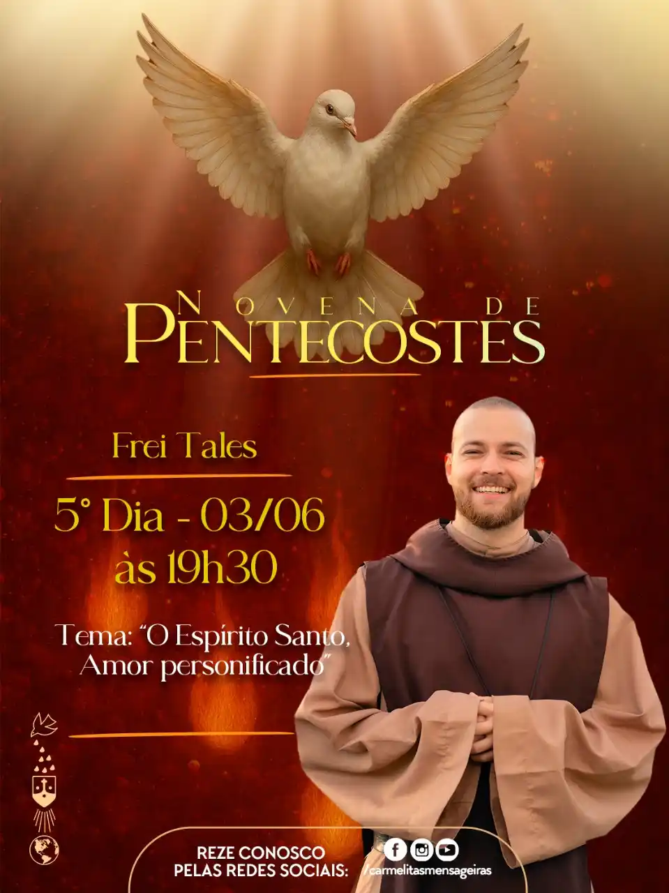 Image from Carmelitas Mensageiras: Hoje é o 5° Dia da Novena de Pentecostes com o tema: "O EspíritoSanto,...