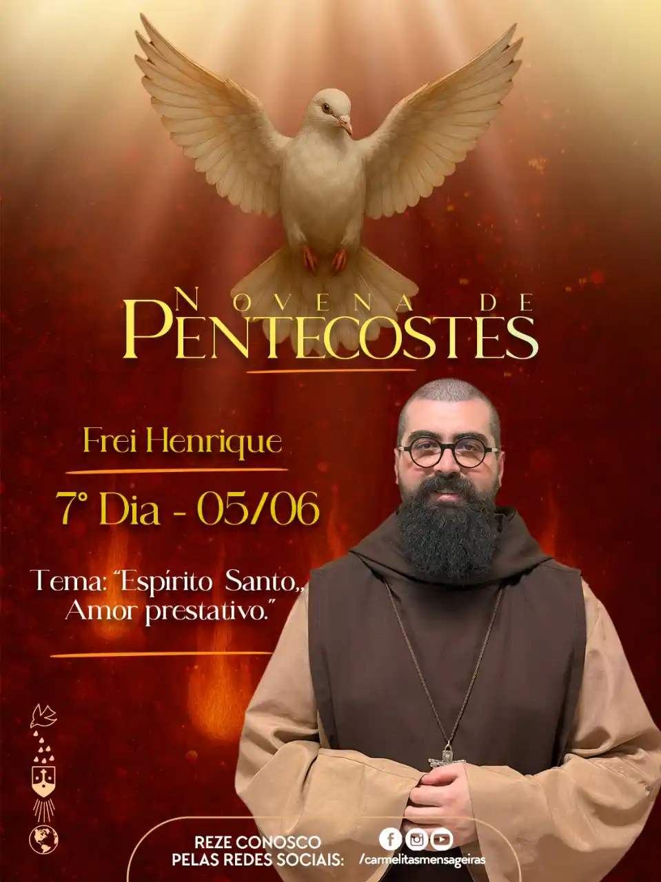 Image from Carmelitas Mensageiras: Hoje é o 7° Dia da Novena de Pentecostes com o tema: "O EspíritoSanto,...