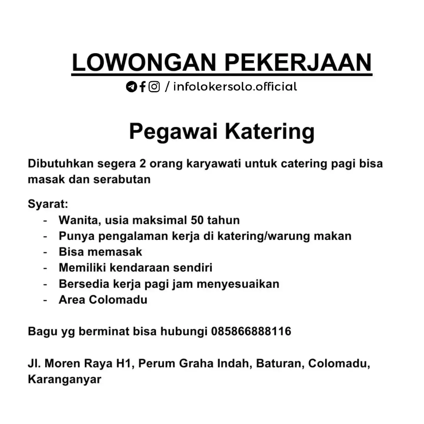 Info Loker Solo Raya (Official) post