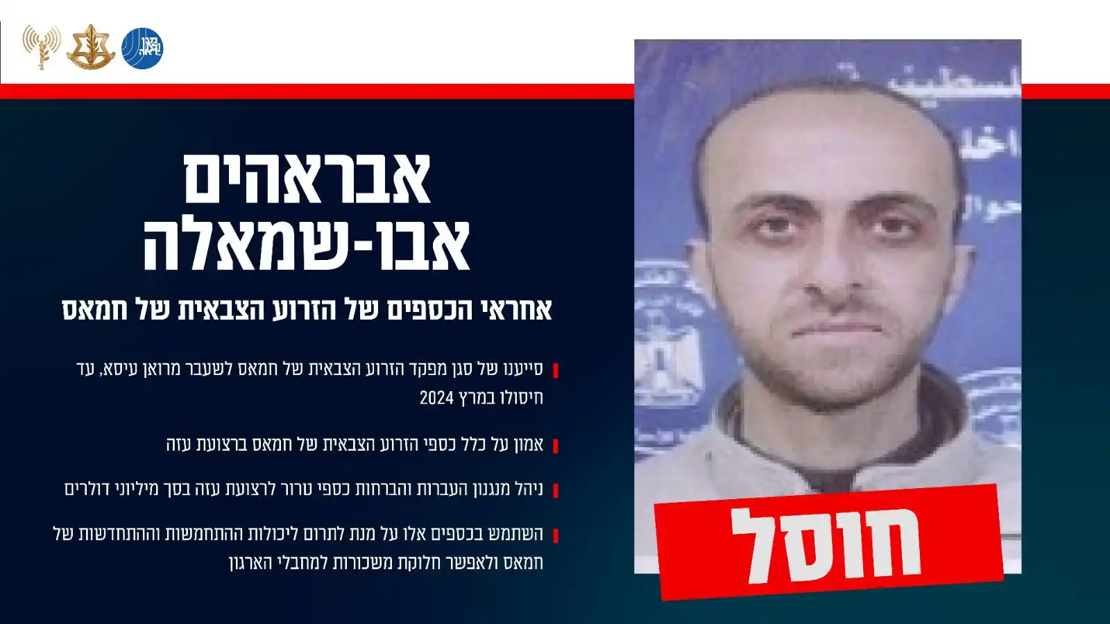 Image from דובר צה״ל: *צה"ל ושב״כ חיסלו את אחראי הכספים של הזרוע הצבאית של ארגון הטרור חמאס ...