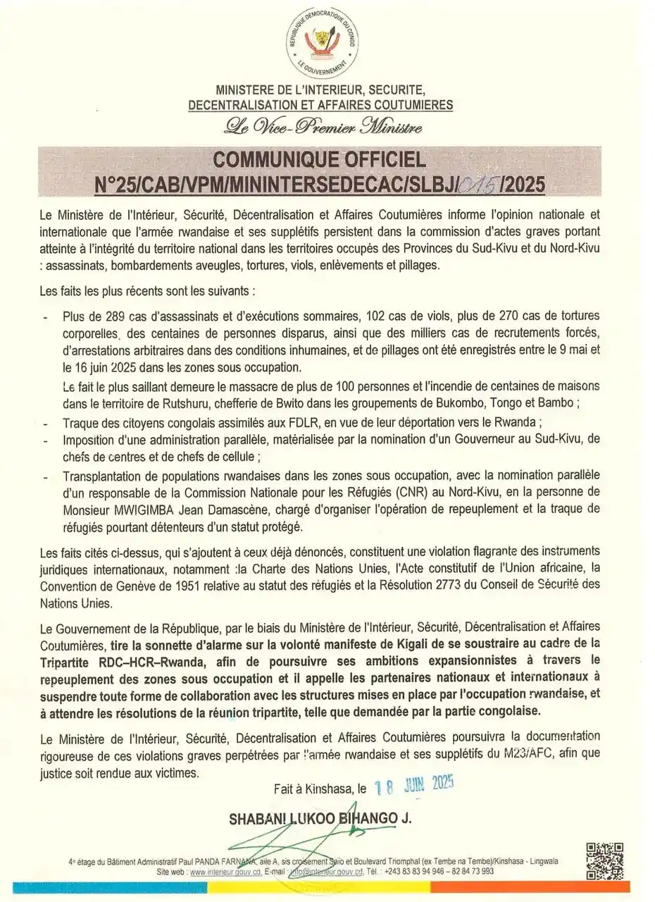 Image from NE JAMAIS TRAHIR LE CONGO 🙏🇨🇩: 🚨VPM Shabani : « Plus de 289 cas d'assassinats et d'exécutions sommai...
