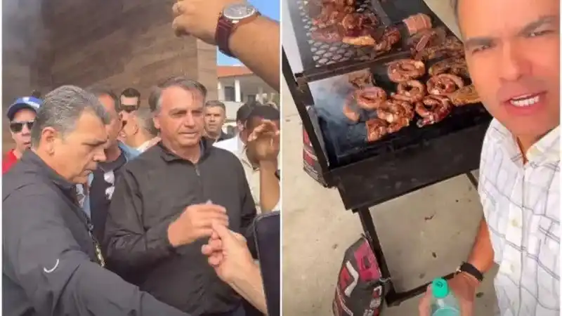 Image from Band.com.br: Antes de passar mal, Bolsonaro e apoiadores ganharam churrasco em frig...