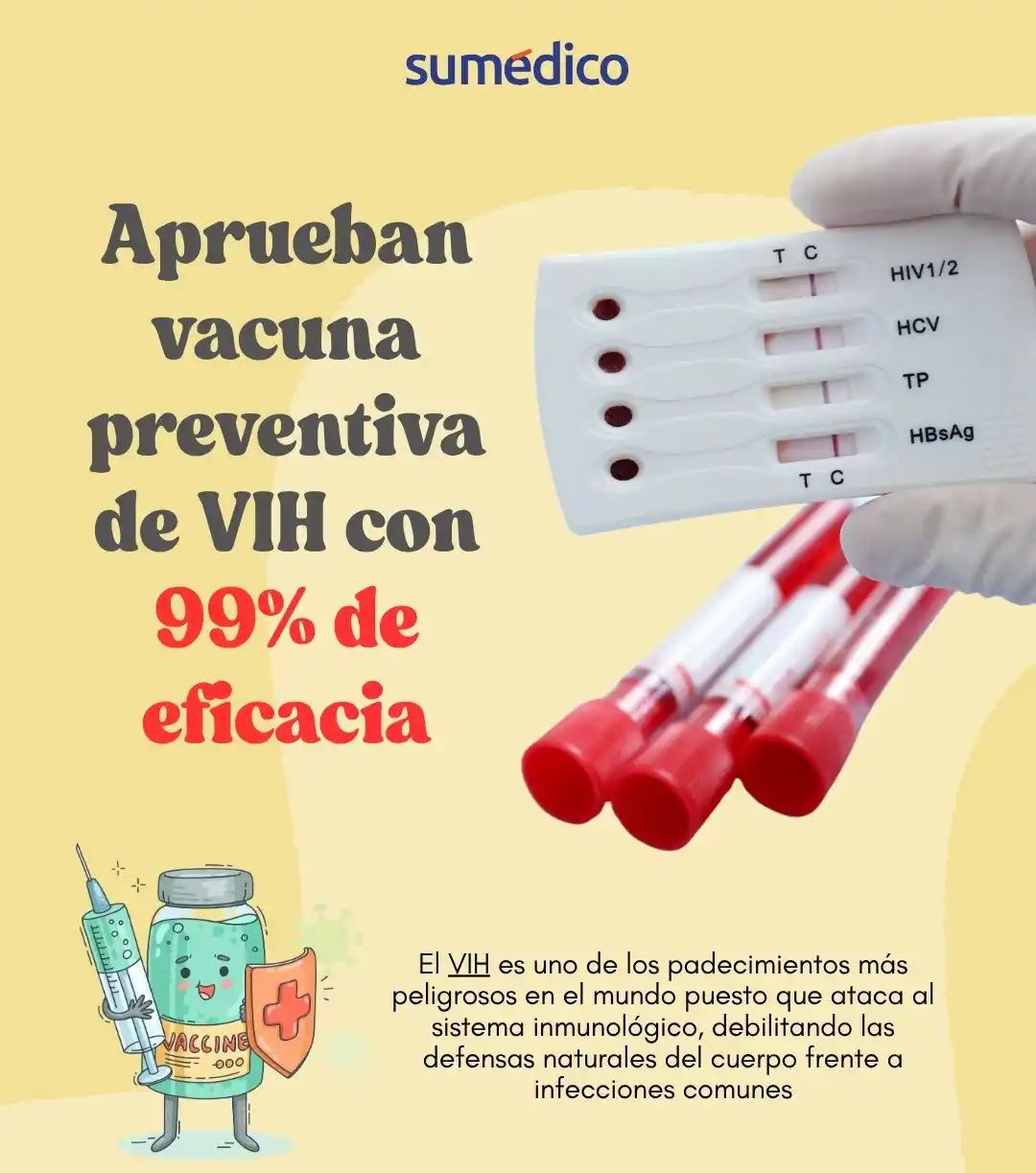 Image from Sumédico.com: 🧬✅ ¡Aprueban vacuna preventiva de VIH con 99% de eficacia! Una nueva ...