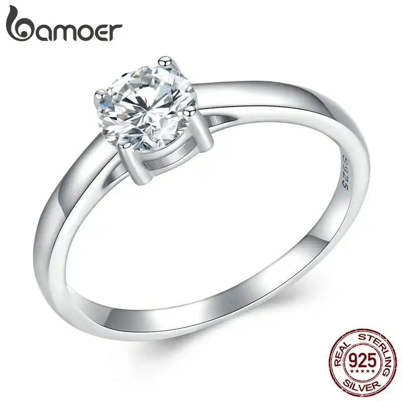 Image from BABI FINDS: 🔥 Bamoer 0.6ct Anel Moissanita 925 Prata Design Simples Jóias Present...