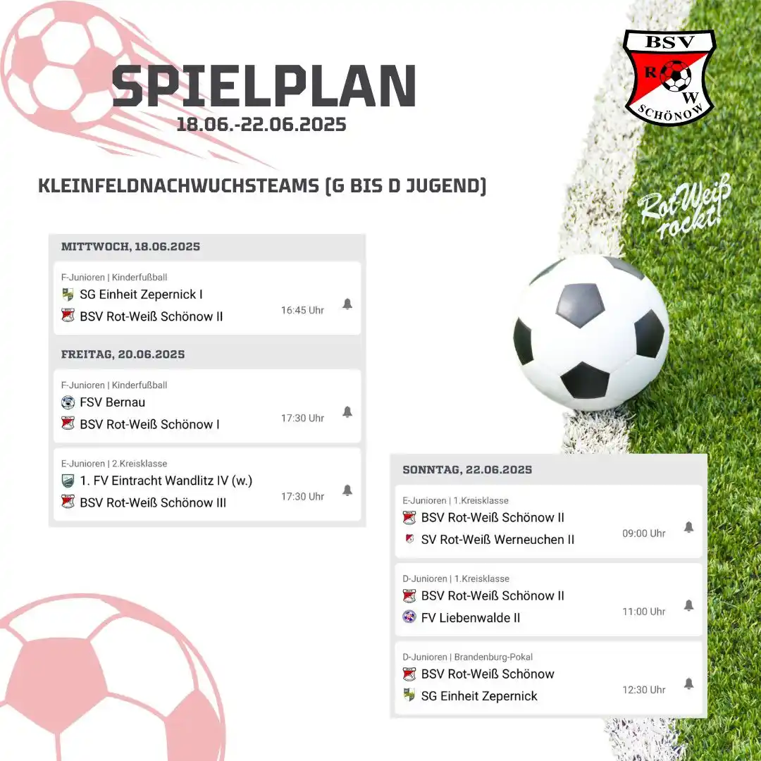 Image from BSV Rot Weiß Schönow: 🔴⚪ Die letzten Ligaspiele auf dem Kleinfeld stehen an! ⚽ In dieser W...