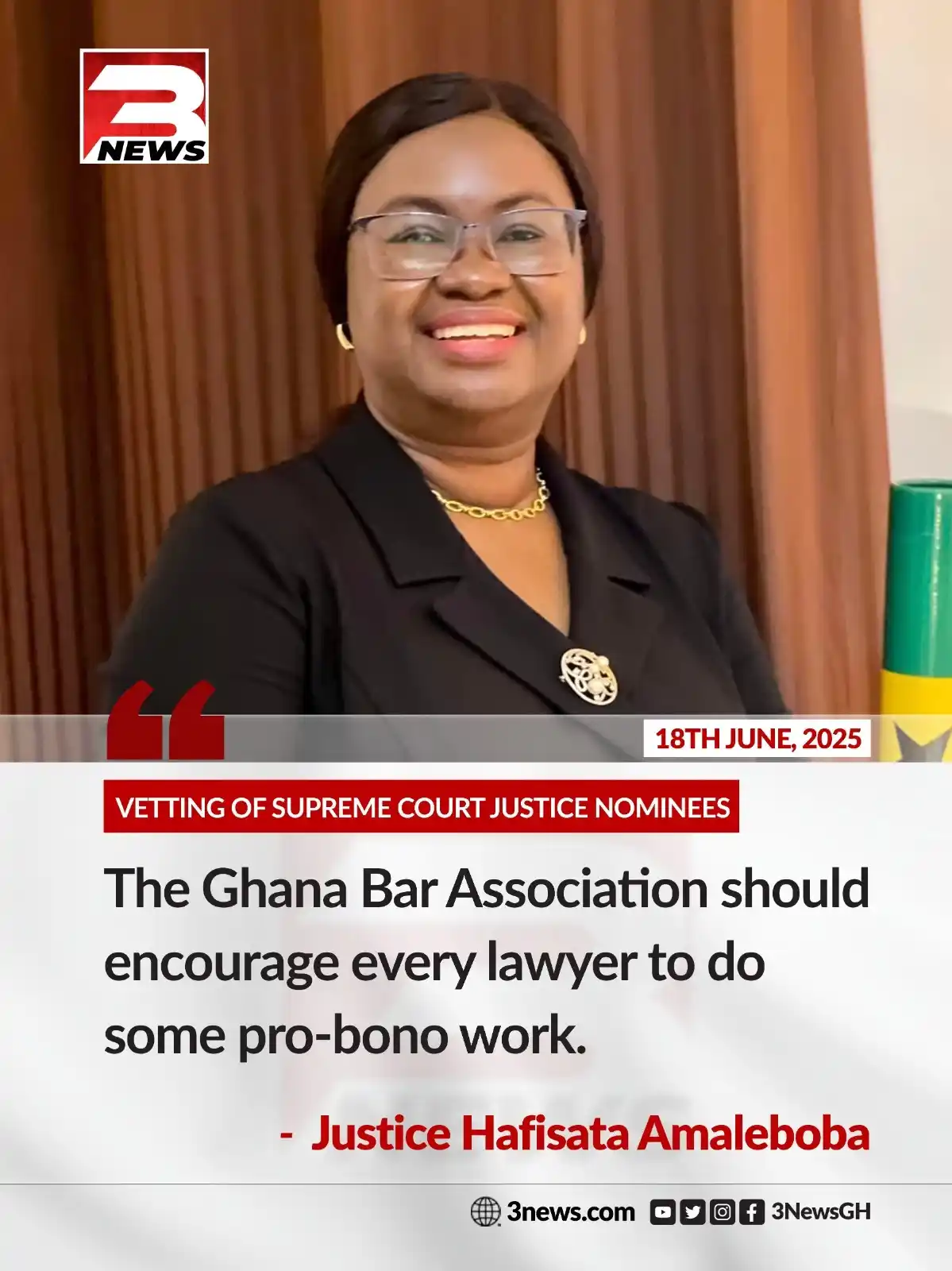Image from TV3 Ghana: During the Supreme Court Justice vetting, Justice Hafisata Amaleboba e...