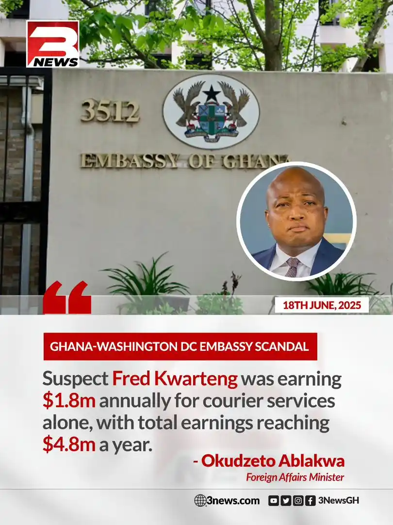 Image from TV3 Ghana: Foreign Affairs Minister Okudzeto Ablakwa has disclosed that Fred Kwar...