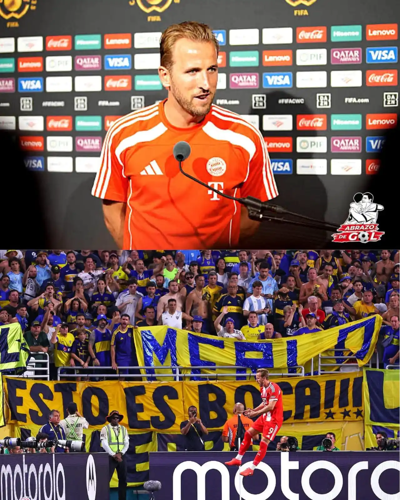 Image from 🏆⚽️ ABRAZO DE GOL 2025 ⚽️🏆: 👏 Harry Kane emocionado y admirado por la afición de Boca Juniors. �...