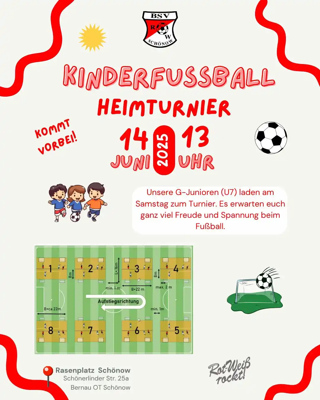 Image from BSV Rot Weiß Schönow: Heimturnier der G-Junioren – Kinderfußball live in Schönow! ⚽☀️ Am Sa...