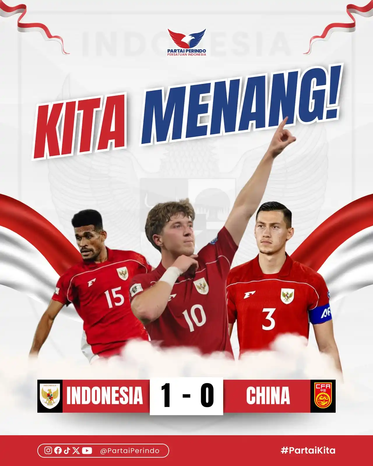 Image from Partai Perindo: In-do-ne-sia prok prok prok👏🏻  Selamat kepada Timnas Indonesia atas ...