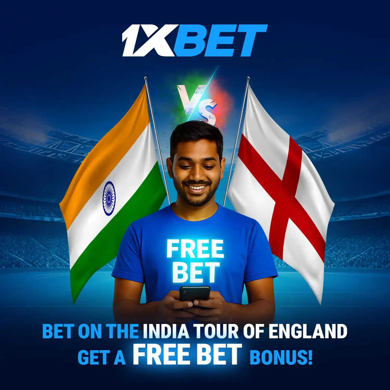 Image from 1xBet India 🇮🇳 : 🇮🇳🏏 India Tour of England is ON — and it pays to play! Bet on Indi...