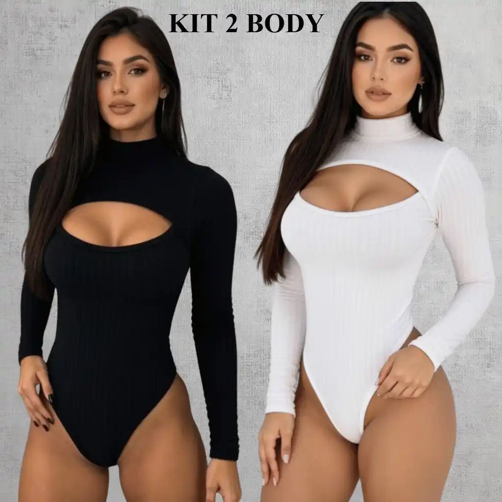 Image from BABI FINDS: 🔥 kit 2 Body Feminino Manga Longa Bubble Gola Alta Com Decote Outono ...