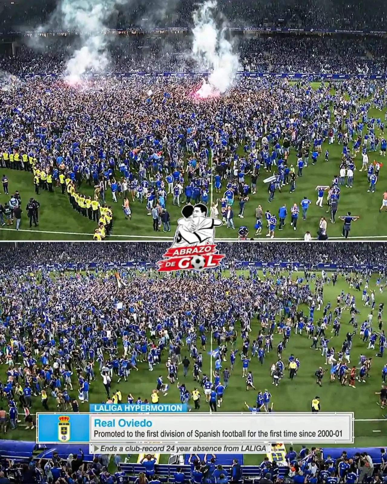 Image from 🏆⚽️ ABRAZO DE GOL 2025 ⚽️🏆: 🤩 ¡LA LOCURA TOTAL QUE VIVIO LA HINCHADA DE REAL OVIEDO! 🇪🇸  Así se...