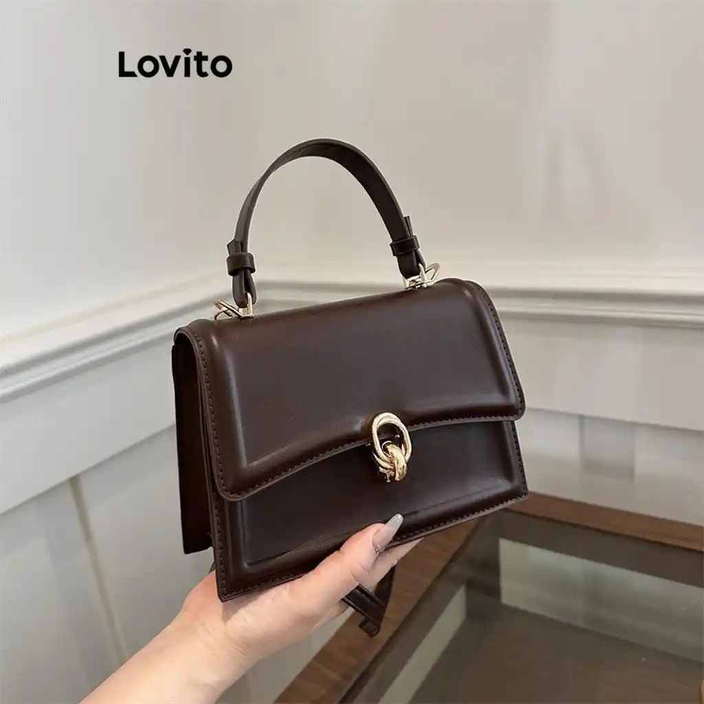 Image from BABI FINDS: 🔥 Lovito Bolsa De Ombro Pequena Casual De Metal Liso Com Textura Simp...
