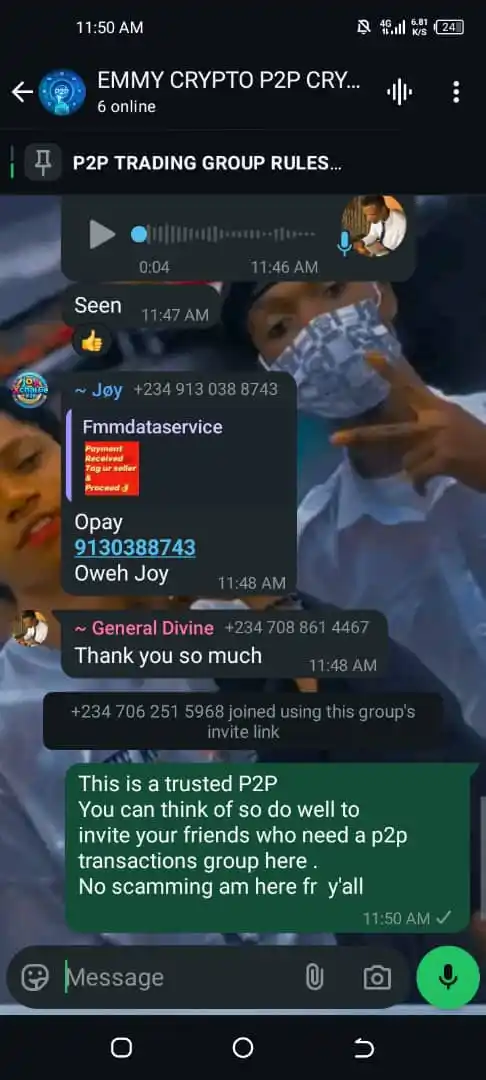 Image from EMMY CRYPTO OFFICIAL CHANNEL: My P2P group. This is nt update group bt fr ur legit transactions. I ...