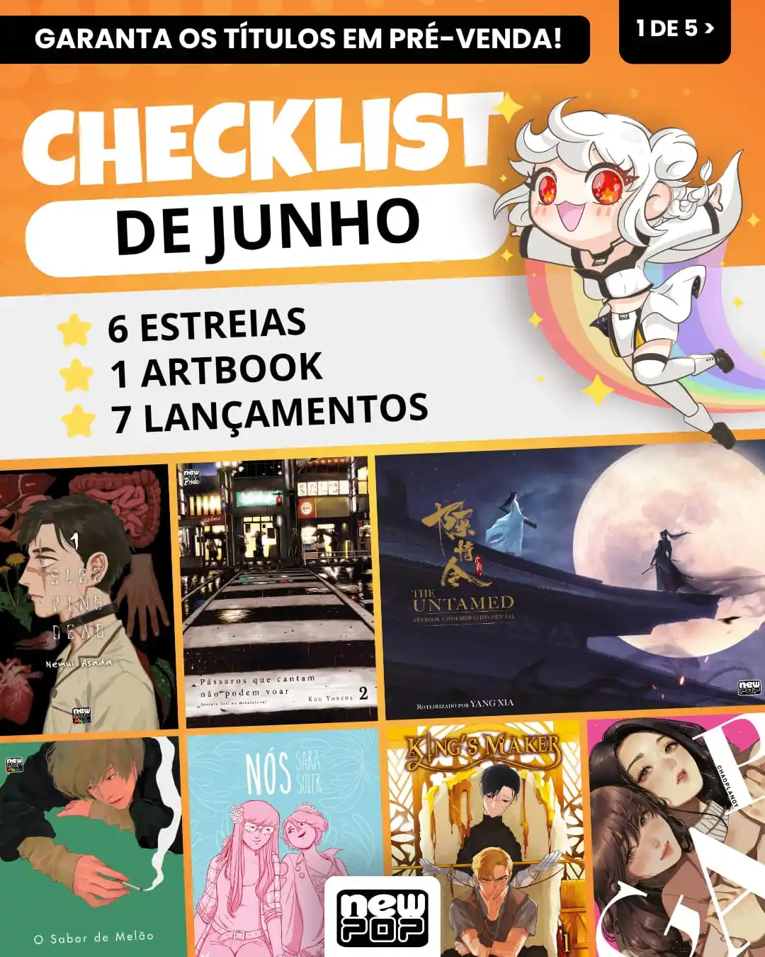 Image from NewPOP Editora: Nosso checklist de Junho chegou com tudo! Neste mês temos 6 estreias, ...