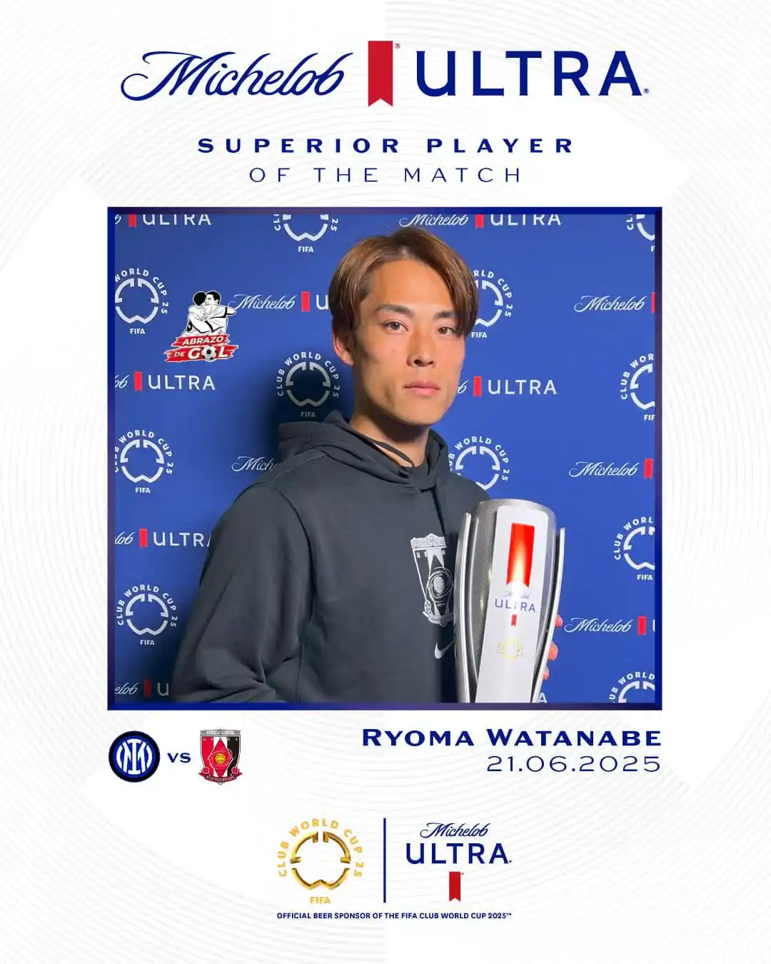 Image from 🏆⚽️ ABRAZO DE GOL 2025 ⚽️🏆: *✅ OFICIAL*  🏅Ryoma Watanabe fue el *MVP* del partido ante Inter por ...