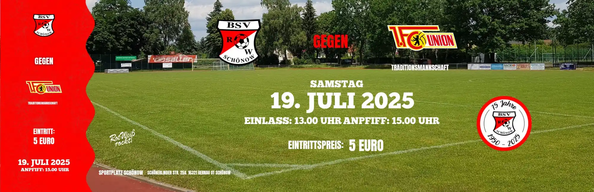 Image from BSV Rot Weiß Schönow: Tickets für das Freundschaftsspiel gegen Traditionself von Union Berli...