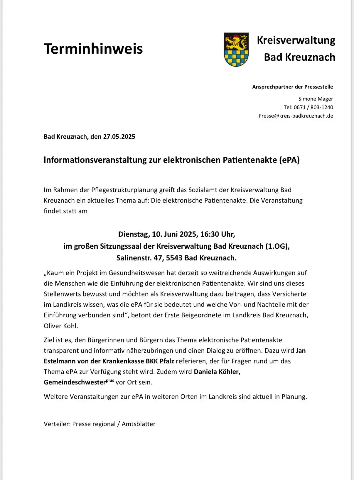 Informationen zur Ortsgemeinde Staudernheim post