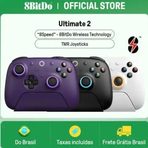 Image from PC DO RAFA OFERTAS: 🇧🇷 Controle Sem Fio com Dock 8BitDo Ultimate 2, joysticks TMR  - Dir...