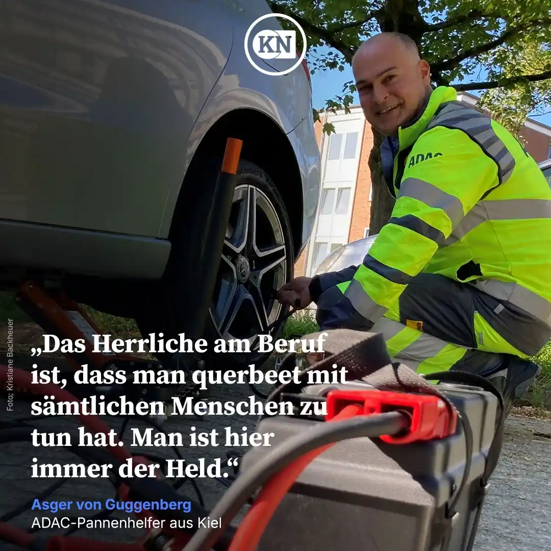 Image from Kieler Nachrichten: Ein Montagmorgen mit einem echten *„Gelben Engel“*! 🚗✨ Asger von Gugg...