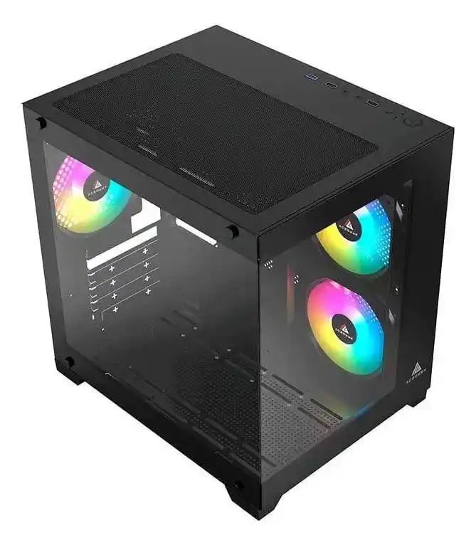 Image from PC DO RAFA OFERTAS: Gabinete Gamer Acegeek Gimli Rainbow Mid-t Lat De Vidro com 3 fans R$...