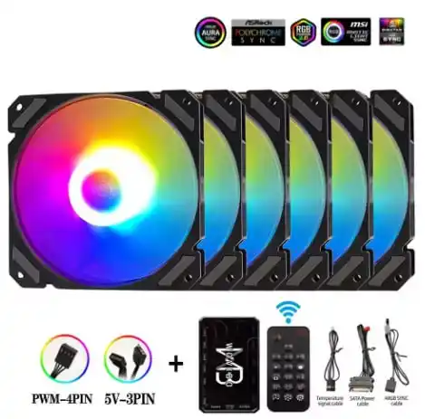 Image from PC DO RAFA OFERTAS: KIT 6 FANS WOVIBO ARGB 1800rpm + Controladora, (Branco e preto) 🇧🇷N...