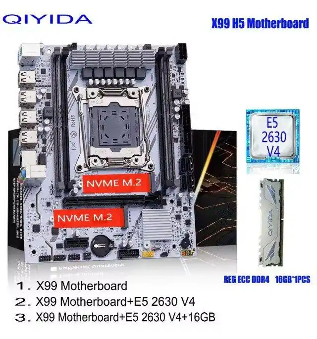 Image from PC DO RAFA OFERTAS: Kit Xeon X99 DDR4 Completo Placa Mãe Qiyida Xeon E6 2630 V4 1X16GB  - ...