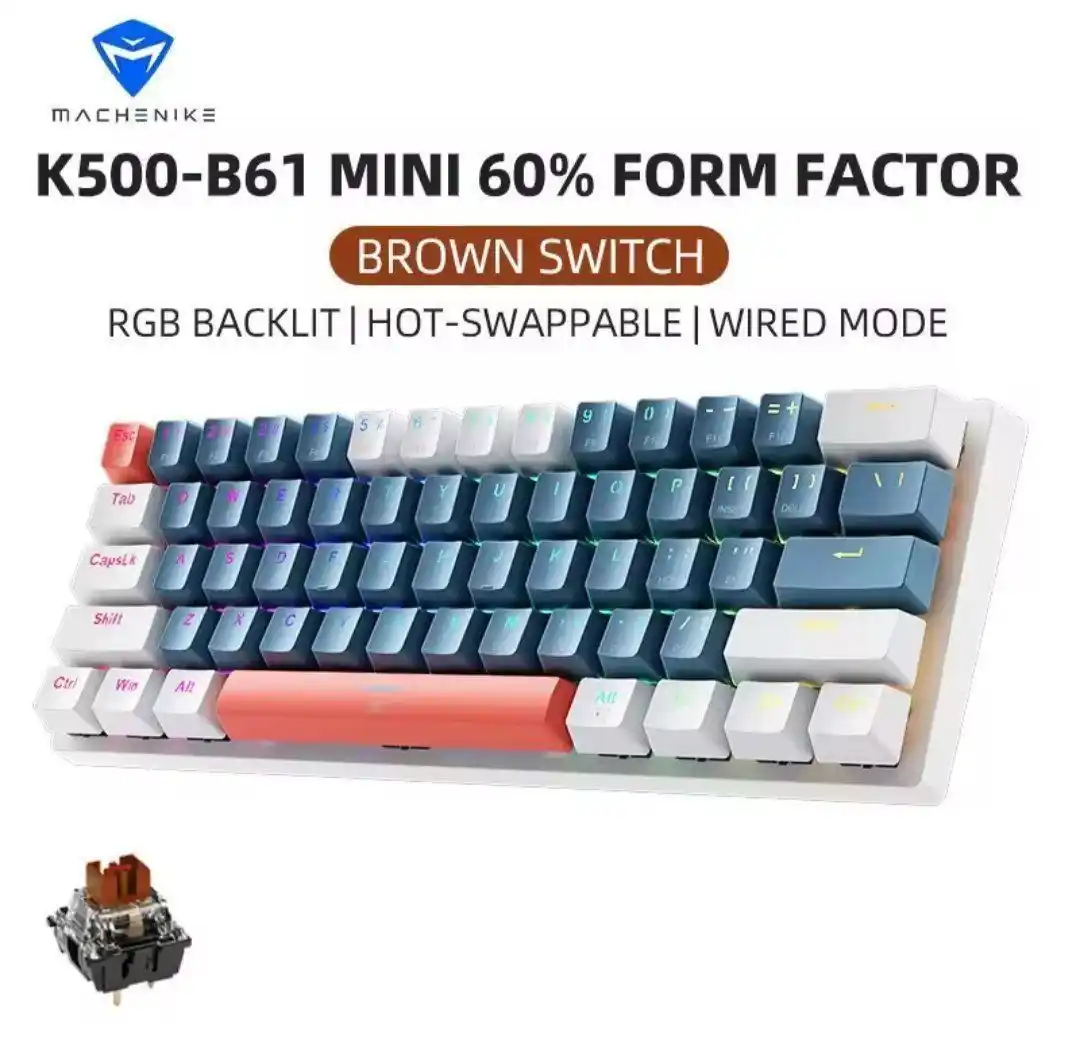 Image from PC DO RAFA OFERTAS: Machenike K500 - B61 Teclado mecânico RGB 60% com fio Valor: R$97 + 6...