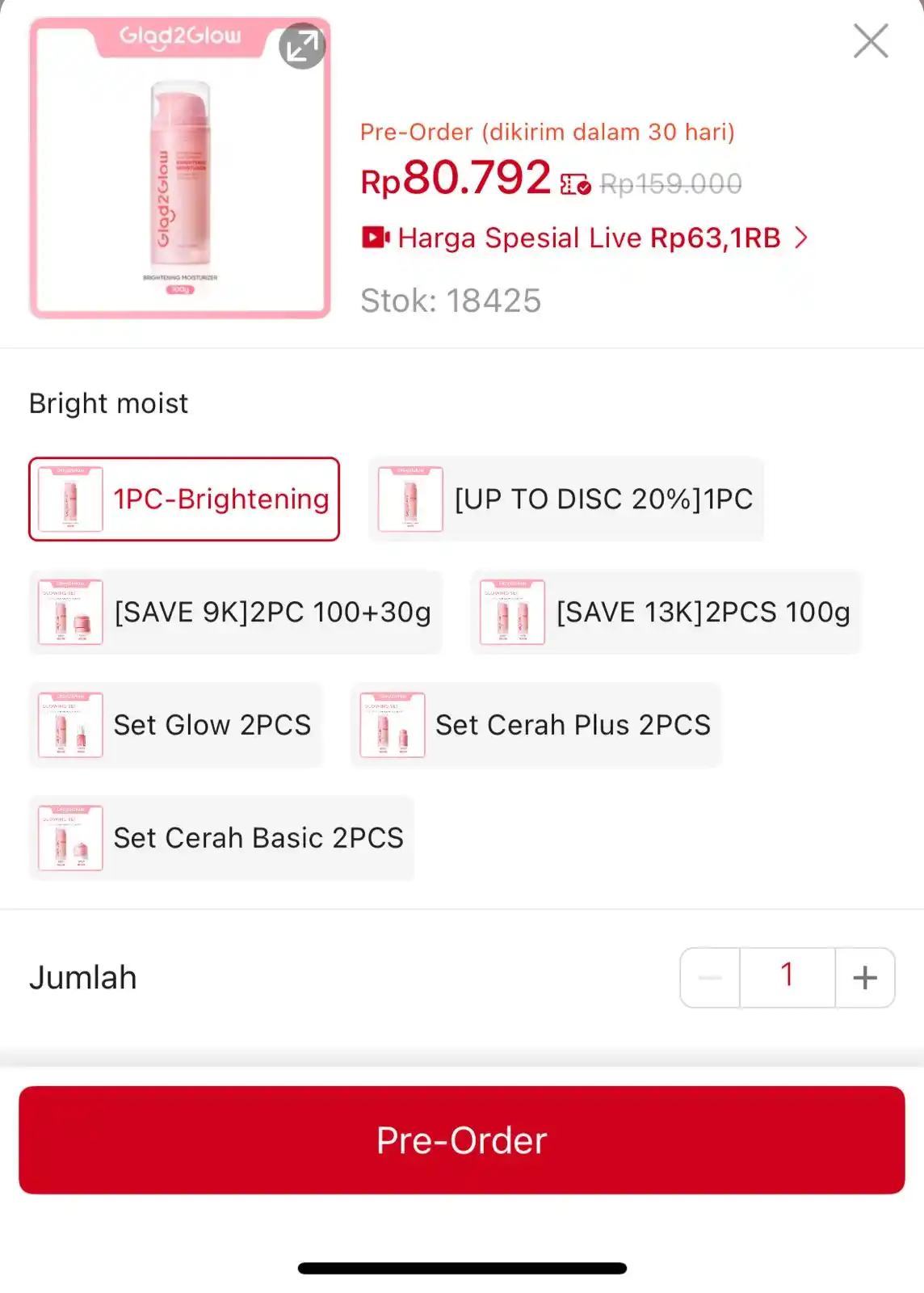 Image from Racun shopee: moisturizer glad2glow big size special live 63ribuu!! https://s.shopee...